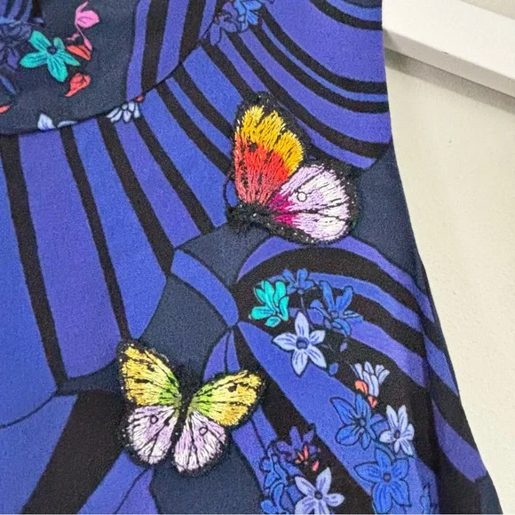 ANTHROPOLOGIE MOULINETTE SOEURS Women’s Blue BUTTERFLY GROVE Jumpsuit Size 0 - Picture 7 of 12